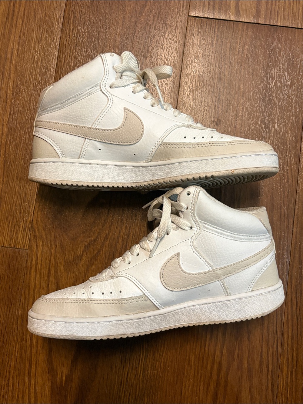 Nike Women’s Court Vision White Perforated Leather High-Top Sneakers Size 7